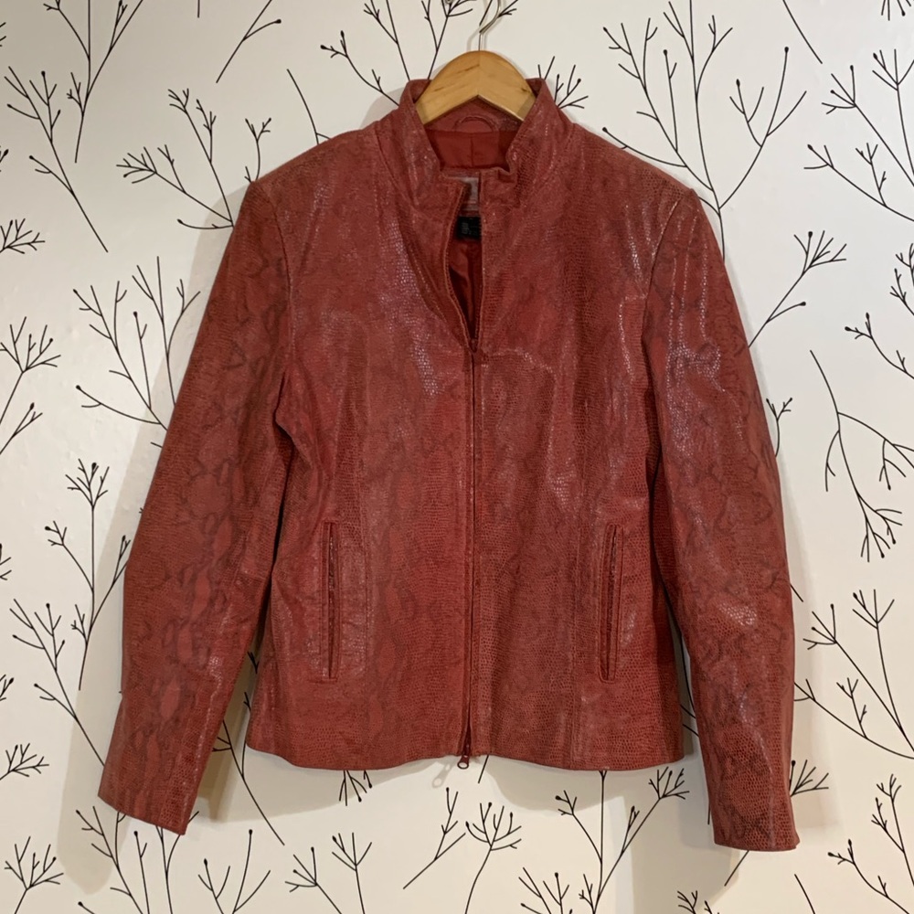 Brandon Thomas Snake Print Leather Jacket